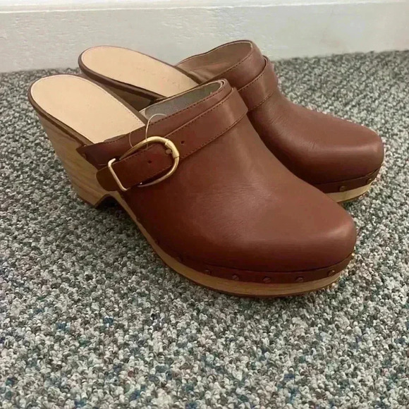 Veronica Beard Women's Hendrix Buckled Clogs Hazelwood Leather NWOB size 11 - Picture 4 of 9